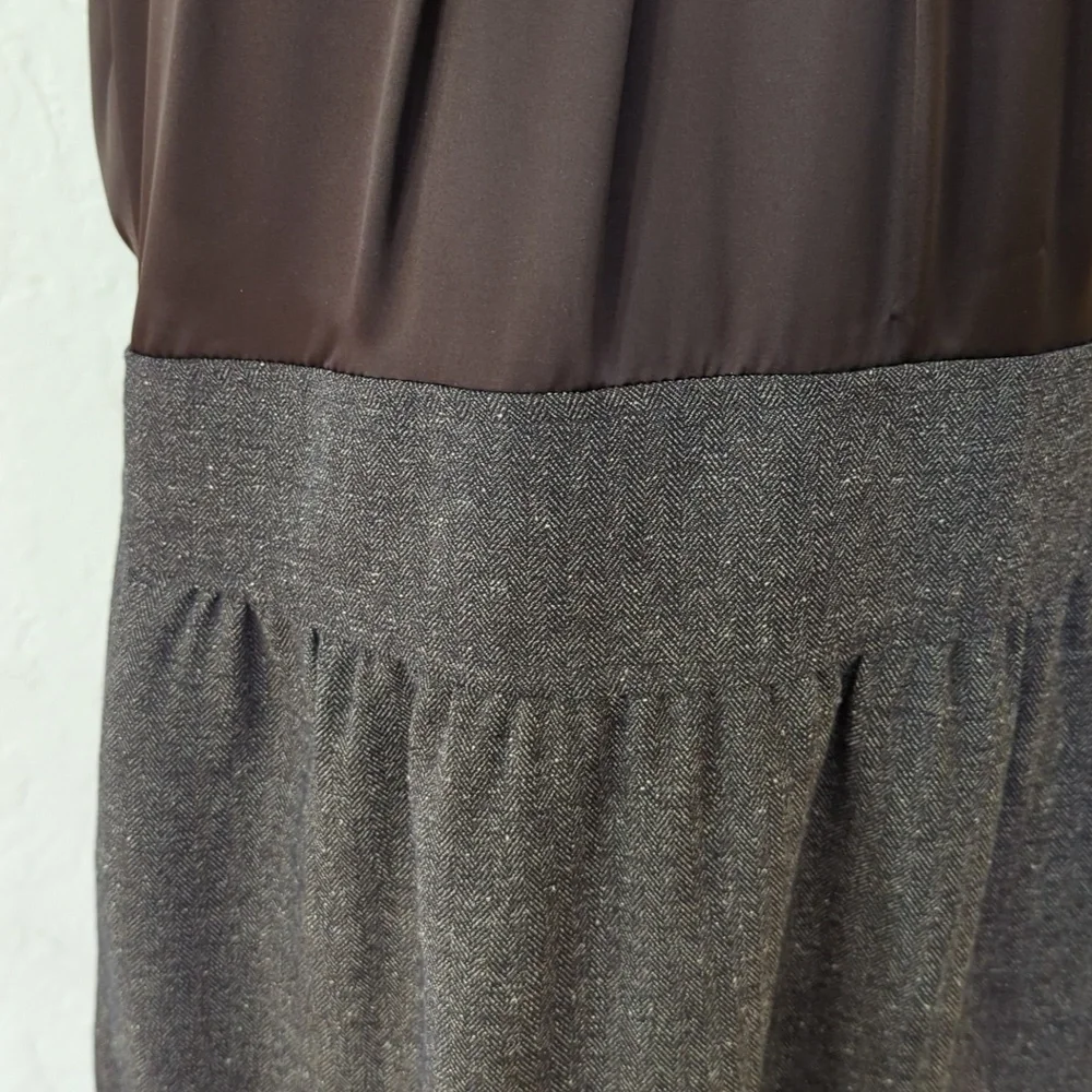 The Limited Dark Brown Satin and Herringbone Tweed Professional Dress Size 12 - Picture 4 of 11